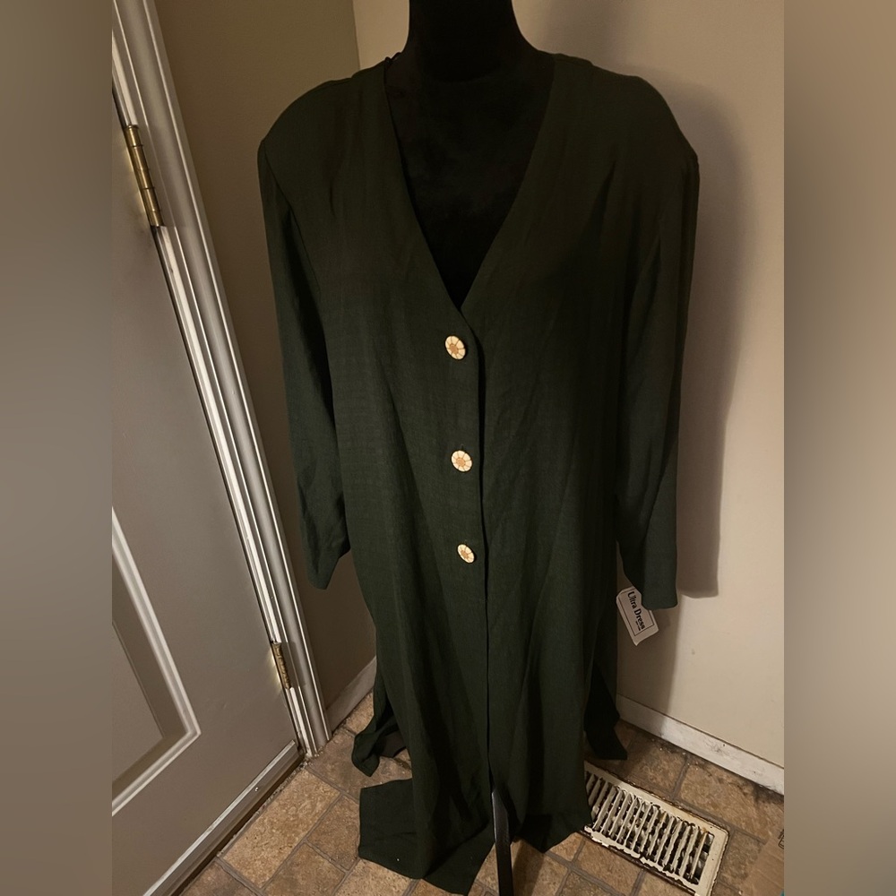 Ultra Dress vintage brand olive maxi length duster NWT 22 dead stock